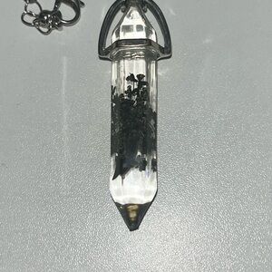 Medium size silver chain necklace with crescent moon in crystal.